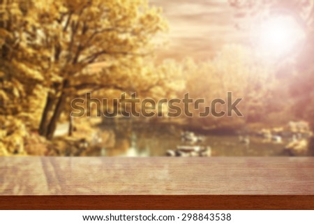 dark autumn forest and desk top