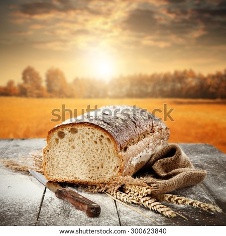 knife bread flour and sack of brown color