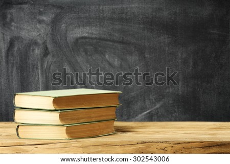lesson time books chalkboard and desk space