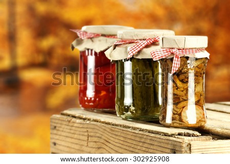 food space and autumn place and wooden box