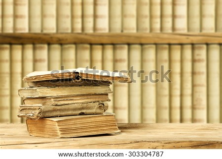 oen book open and books decoration on board and books background