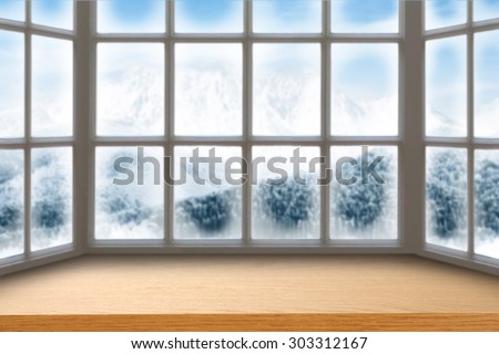 blurred background of window sill  and space for you