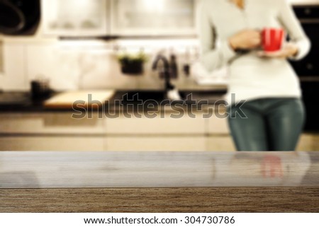 glasses brown wooden board place and woman with red mug