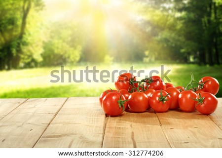 free space on table and red vegetables of tomato