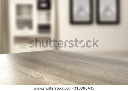 gray blurred background of home furniture with free space on table