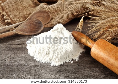 gray color of flour and sack
