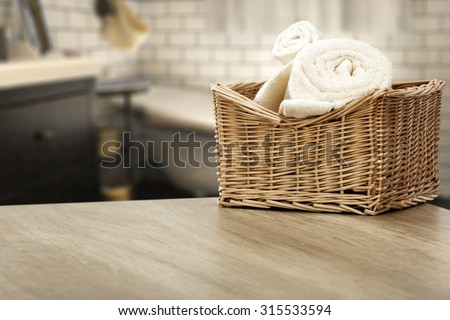 interior of bathroom and towels of white color