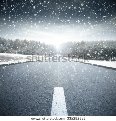blue winter road