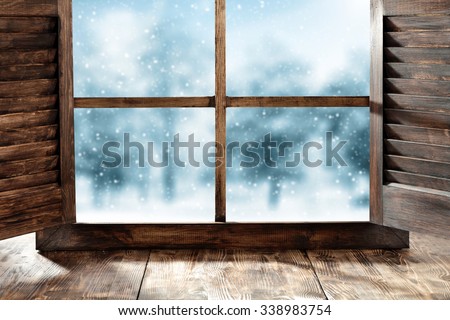window sill and winter day