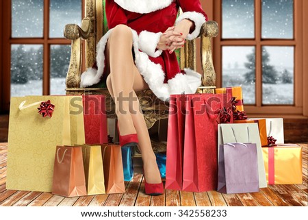 long woman legs red heels and wooden floor with window