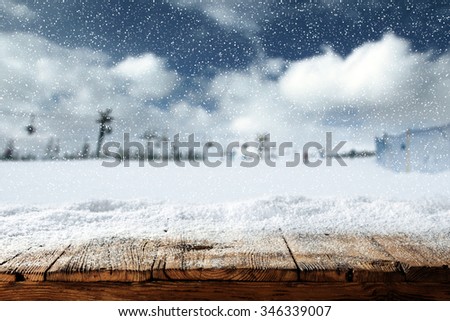 background of ski lift and shabby desk sill space