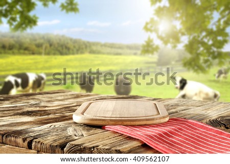 red napkin and kitchen desk and natural grass top place