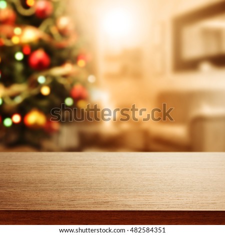 table background with xmas tree and space for your gift or box