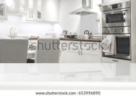 white background of free space in kitchen and wooden desk space