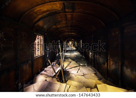 Industrial carriage interior in dark colors