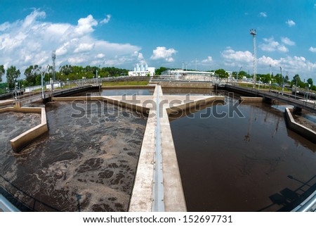 Water treatment facility with large pools of water