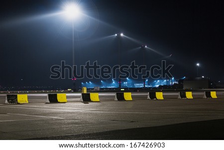 Airport lights in the dark