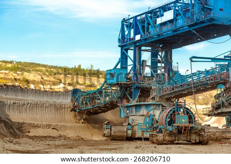 Mining machinery in the mine closeup