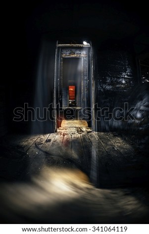 Old train carriage interior with light intruding