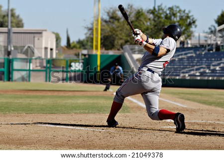 MESA, AZ - NOV 20: Mark Wagner of the Scottsdale Scorpions hits a home run in the Arizona Fall League baseball game with the Mesa Solar Sox on November 20, 2008 in Mesa, Arizona.