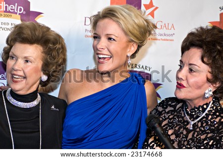 SCOTTSDALE, AZ - JANUARY 10: Childhelp co-founders Yvonne Fedderson and Sara O\'Meara with Fox News anchor Megyn Kelly at the Childhelp Drive the Dream Gala on January 10, 2009 in Scottsdale, AZ.