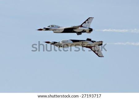 GLENDALE, AZ - MARCH 21: The Air Force Thunderbirds perform a high speed pass at the biennial air show (\