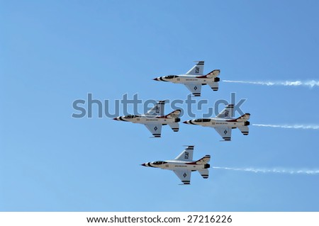 GLENDALE, AZ - MARCH 21: The U.S. Air Force Thunderbirds fly in formation at the biennial air show (\