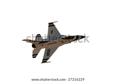 GLENDALE, AZ - MARCH 21: A U.S. Air Force Thunderbird F-16 performs at the biennial air show (\