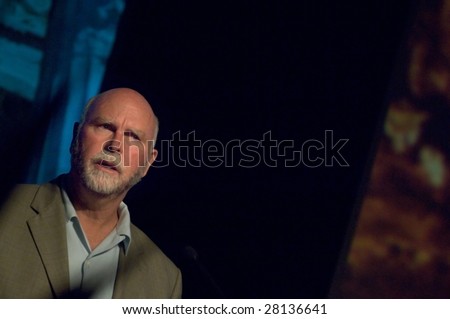 TEMPE, AZ - APRIL 6: Dr. J Craig Venter, founder of Celera Genomics and first to sequence the human genome, addresses the Origins Symposium at Arizona State University on April 6, 2009 in Tempe, AZ.