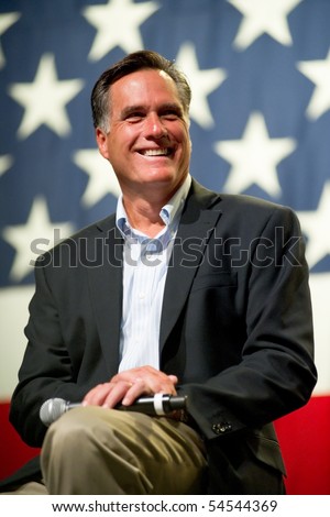 MESA, AZ - JUNE 4: Former Massachusetts Governor Mitt Romney appears at a town hall meeting on June 4, 2010 in Mesa, Arizona.