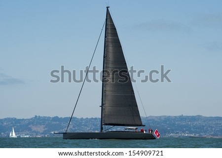SAN FRANCISCO, CA - SEPTEMBER 13: Super yacht Chrisco competes in a regatta during the America\'s Cup in San Francisco, CA on September 13, 2013