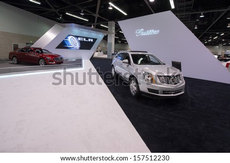 ANAHEIM, CA - OCTOBER 3: The Cadillac display at the Orange County International Auto Show in Anaheim, CA on October 3, 2013.