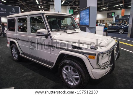 ANAHEIM, CA - OCTOBER 3: A Mercedes Benz G550 on display at the Orange County International Auto Show in Anaheim, CA on October 3, 2013.