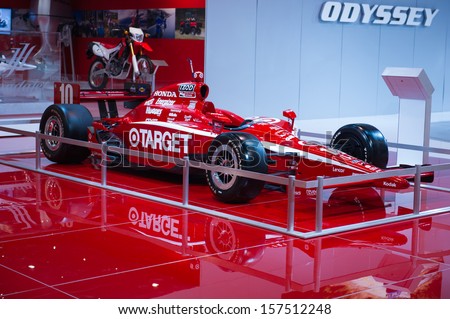 ANAHEIM, CA - OCTOBER 3: A Honda Indy race car on display at the Orange County International Auto Show in Anaheim, CA on October 3, 2013.