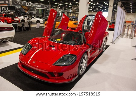 ANAHEIM, CA - OCTOBER 3: A Saleen S7 on display at the Orange County International Auto Show in Anaheim, CA on October 3, 2013.