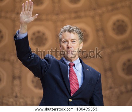 NATIONAL HARBOR, MD - MARCH 7, 2014: Senator Rand Paul (R-KY) speaks at the Conservative Political Action Conference (CPAC).