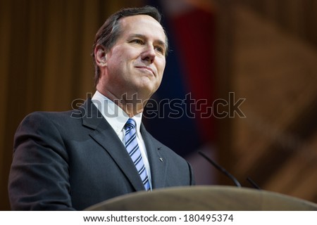 NATIONAL HARBOR, MD - MARCH 7, 2014: Former U.S. Senator Rick Santorum speaks at the Conservative Political Action Conference (CPAC).