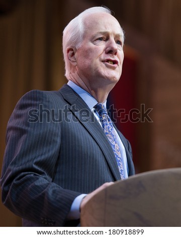 NATIONAL HARBOR, MD - MARCH 7, 2014: Senator John Cornyn (R-TX) speaks at the Conservative Political Action Conference (CPAC).