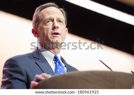 NATIONAL HARBOR, MD - MARCH 6, 2014: Senator Pat Toomey (R-PA) speaks at the Conservative Political Action Conference (CPAC).