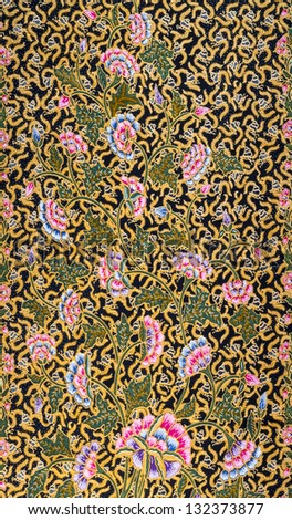 Beautiful flower and leaf pattern fabric on black background