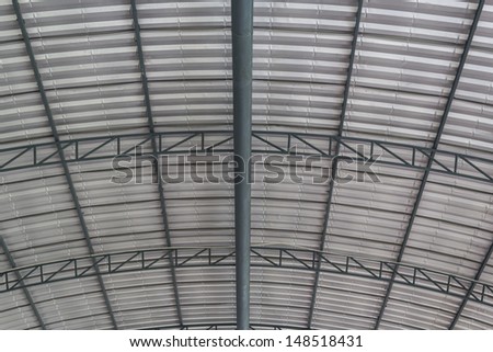 Close up metal truss of roof structure