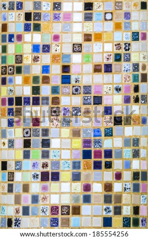 Closeup colorful of ceramic mix tiles pattern