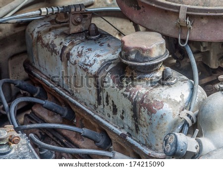 old and dirty car engine