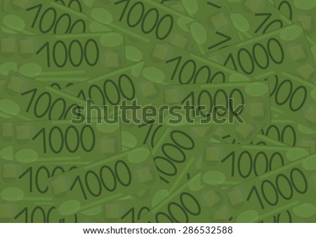 Thousand denomination green abstract money pattern