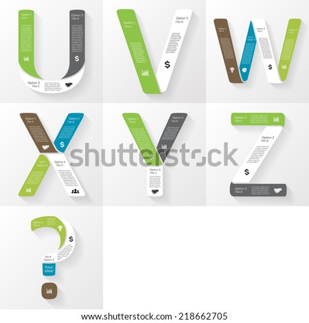 Vector font infographic diagram presentation Letters U V W X Y Z question Business concept with options parts steps or processes Vector font infographic diagram presentation Letters U V W X Y Z question Business concept with options parts steps or processes