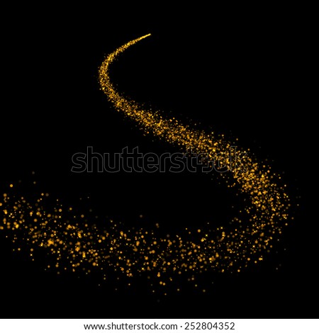 gold glittering bokeh stars tail dust