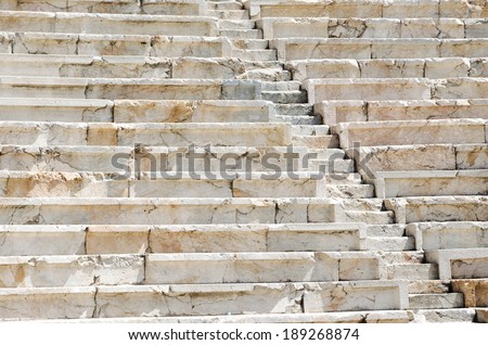 Background of ancient stairs. Fragment of the ancient roman amphitheater, old town of Plovdiv, Bulgaria.