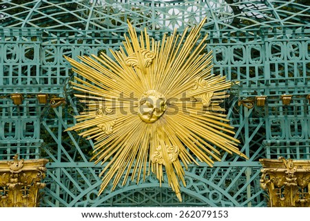 Golden star badge on the royal pavilion in the palace garden of Schloss Sanssouci in Potsdam, Germany