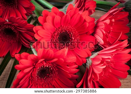 Gerbera on a wooden table