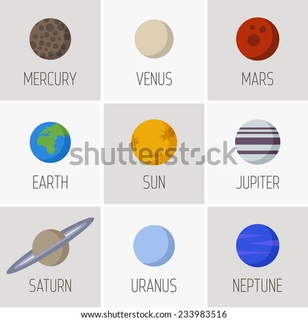 Vector set icon with planet of Solar system in interstellar space Vector set icon with planet of Solar system in interstellar space